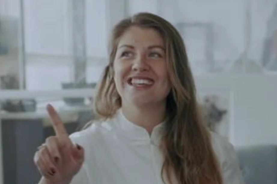 A Rockslice colleague making a point in a meeting
